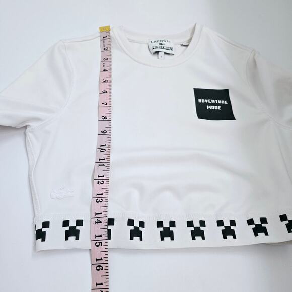 Lacoste x Minecraft White Cropped T-Shirt Size S 38 Gamer Streetwear Collab - Picture 8 of 10